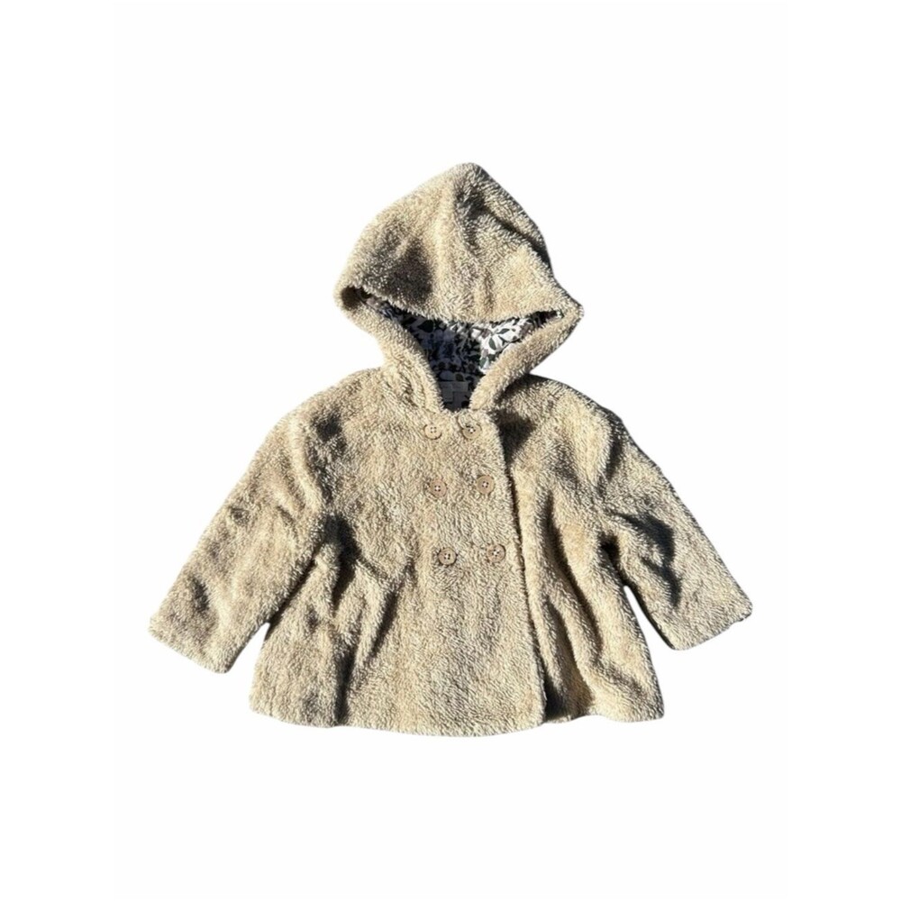 Rylee + Cru Baby Shearling Coat 18-24M Putty Hooded Double Breasted Floral Prep